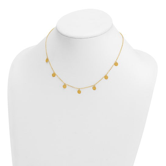 14K Dot Necklace on Neck Form