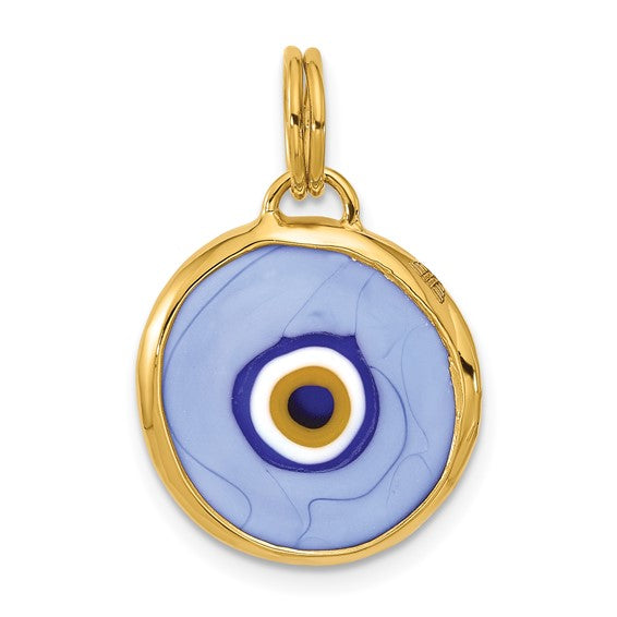 14 Karat Yellow Gold Turquoise Evil Eye Pendant
