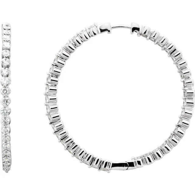 14K Inside/Out Diamond Hoop Earrings