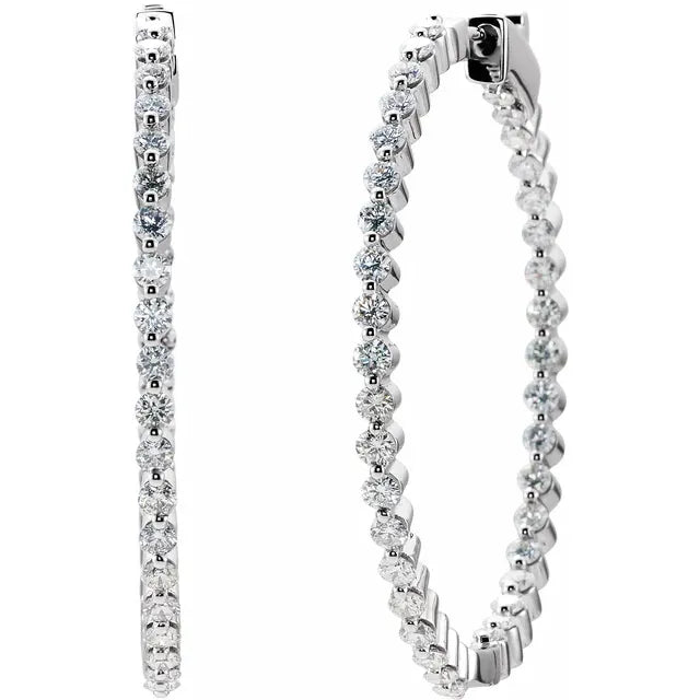 14K Inside/Out Diamond Hoop Earrings