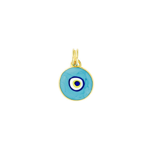 14 Karat Yellow Gold Turquoise Evil Eye Pendant