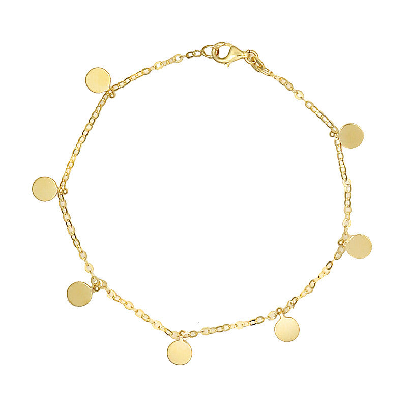 14 Karat Yellow Gold Small Plate Charm Bracelet