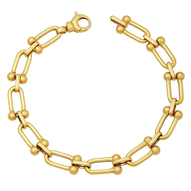 14K Solid Yellow Gold Paperclip Bracelet | Oval link Bracelet | Chunky  Bracelet | eBay