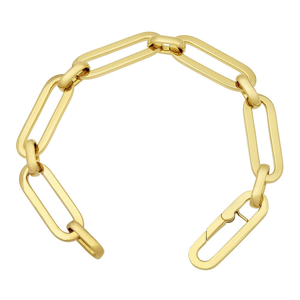 18 Karat Yellow Gold 10mm Oval Link Bracelet