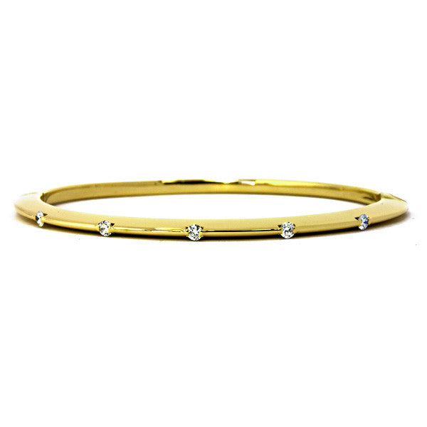 18 Karat Yellow Gold Hinged Diamond Bangle Bracelet