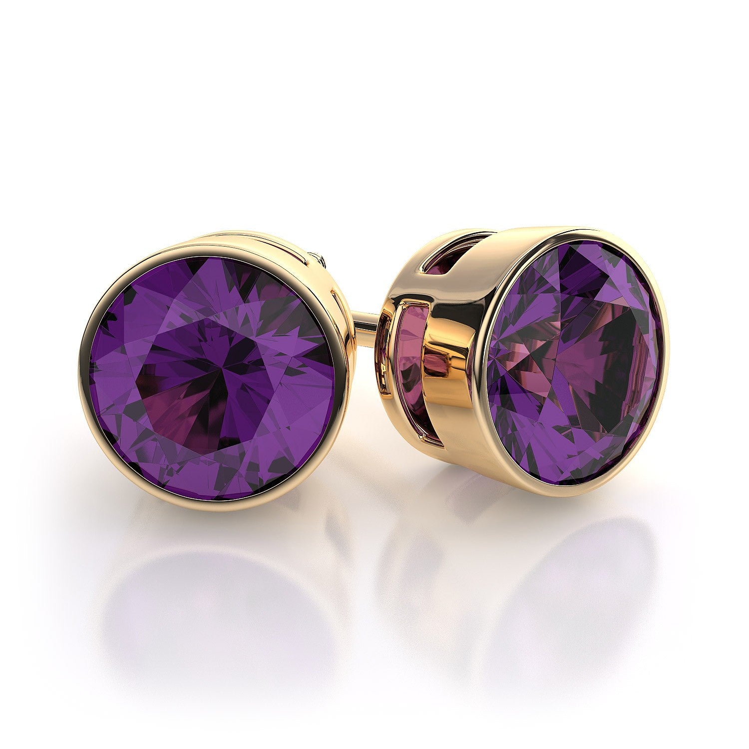 18 Karat Yellow Gold Amethyst Earrings