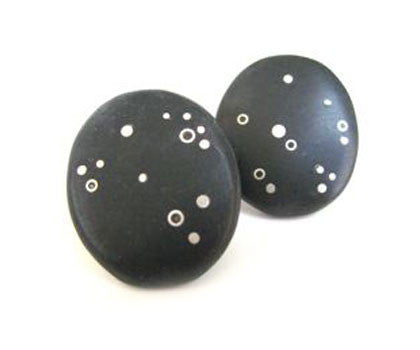 Sterling Silver Beach Stone Starry Night Cufflinks